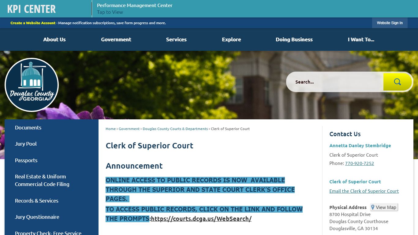 Clerk of Superior Court | Douglas County, GA